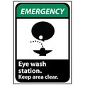 National Marker Co NMC Emergency Sign 14x10 Rigid Plastic - Eye Wash Station Keep Area Clear EGA4RB